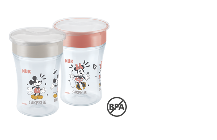 NUK Disney Mickey Mouse Magic Cup 230ml, gris et rouge, sans BPA