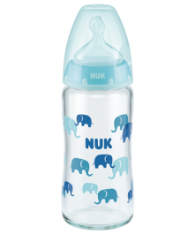 NUK First Choice Biberon en verre pour bébé 0-6 mois Bleu clair 240 ml 