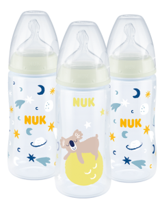Biberon NUK First Choice Plus Night lot de 3 avec effet lumineux et Temperature Control