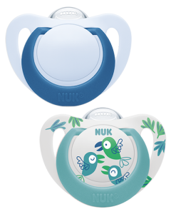 NUK Sucette Signature 6-18 mois vert/bleu lot de 2