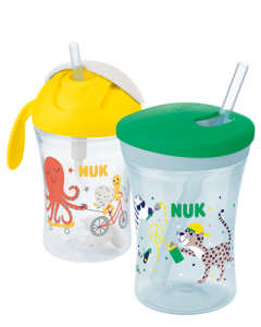 Nuk Tasse d’Apprentissage Magic Cup, Bordure 360° antifuites, 8+ mois, sans  BPA, 230 ml, hérisson (bleu), 2 unités 10255632