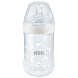 NUK Nature Sense Perfect Start Lot 4 biberons anti-coliques- 0-18 mois -  Tétine en silicone imitant le sein - inclus 1 sucette, 1 goupillon et plus  encore - Sans BPA - Lot