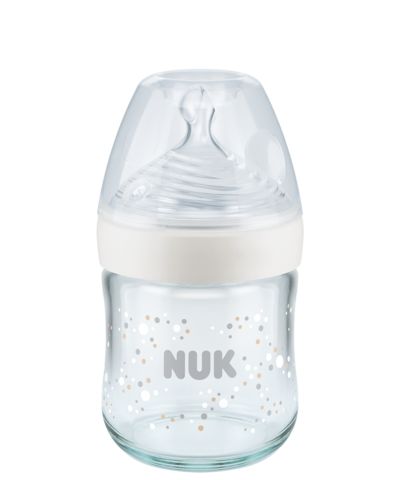 Nuk Nature Sense Biberon 0-6 Mois Taille S Contrôle de Température Tétine  en Silicone Valve Anti-coliques sans BPA, Clear, 150 ml